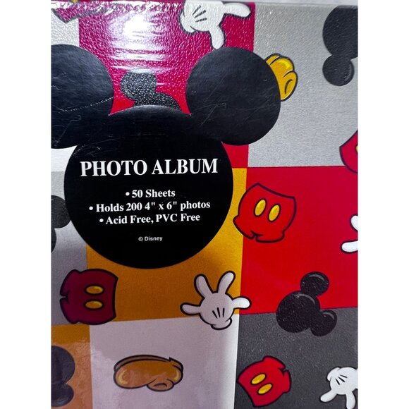 Disney Photo Album Mickey Mouse Pattern 50 Sheets Holds 200 4"x6" Photos Acid Fr - Picture 5 of 6